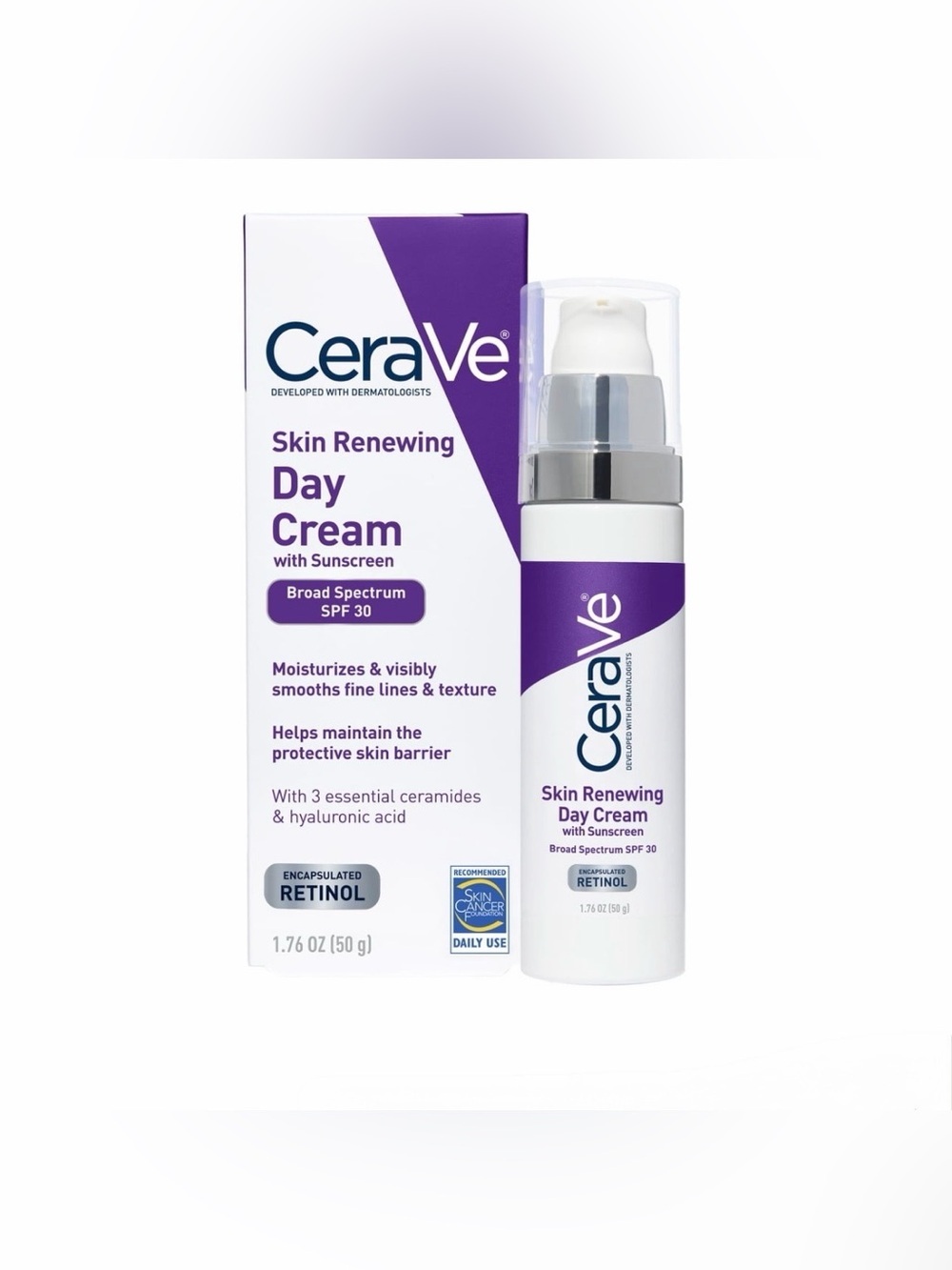 CeraVe Skin Renewing Day Cream SPF 30 Anti- Aging Face Moisturizer Retinol